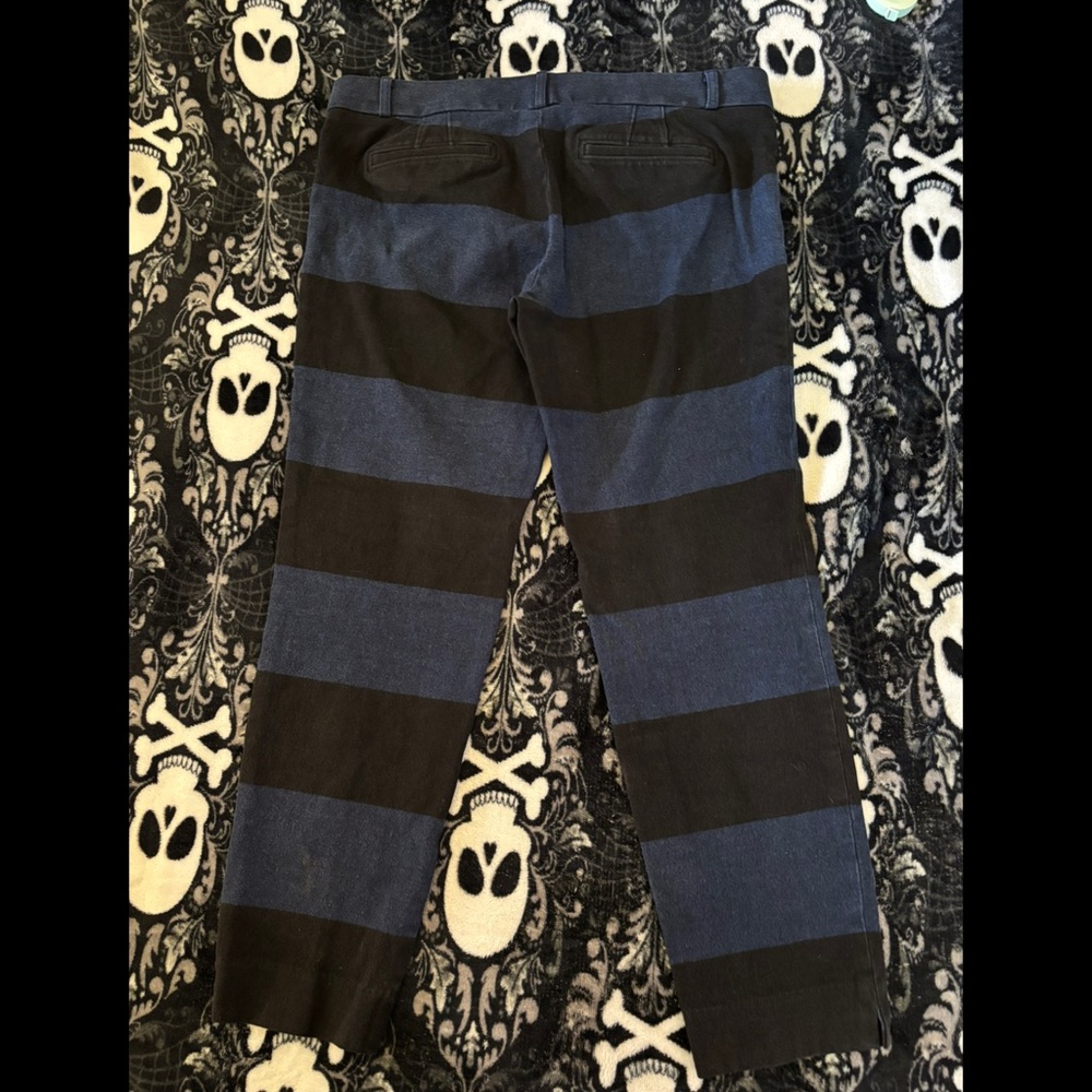 Banana Republic Sloan Striped Ankle Pants – Navy & Black Wide Stripe (Size 10)